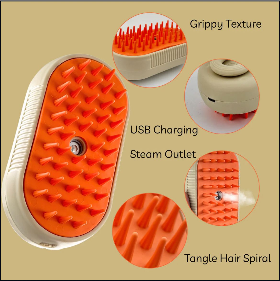 Electric Cat and Dog Steam Brush – 3-In-1 Pet Grooming Comb with Water Spray for Cats and Dogs, USB Rechargeable